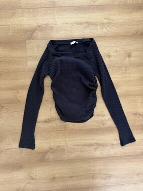 Ribbed Long Sleeve Top - Dark Blue